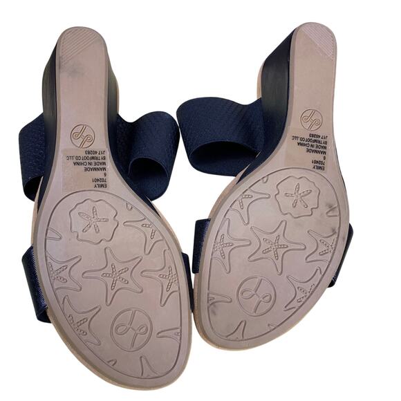 Lindsay Phillips Emily Wedge Slide Sandal Black Size 6 Resortcore NWOT - Picture 5 of 8